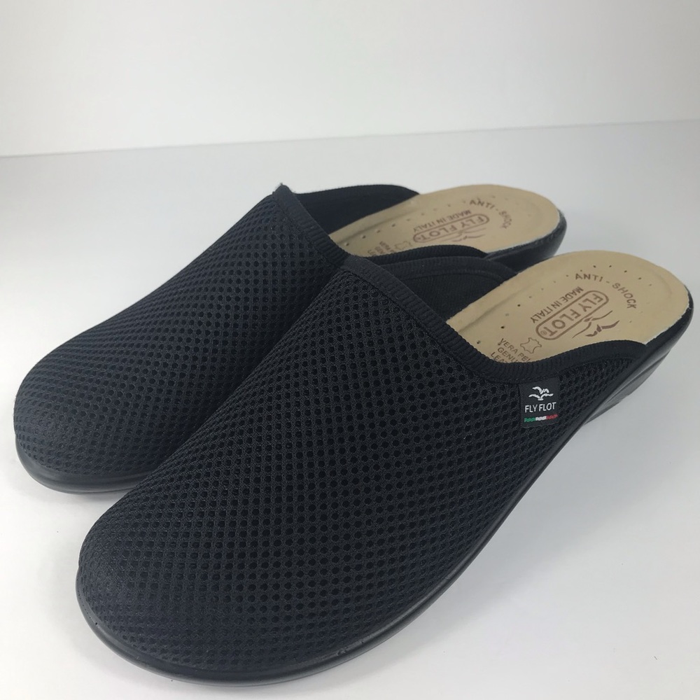 Fly Flot Women’s Italian Black casual Slip On Clogs Size 9